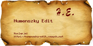 Humenszky Edit névjegykártya